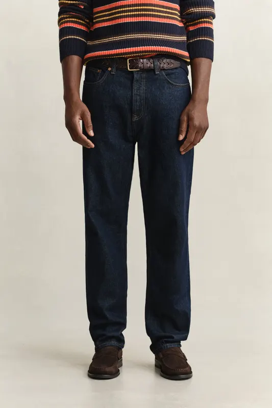 Gant Jeansy Męskie Straight Fit Granatowe