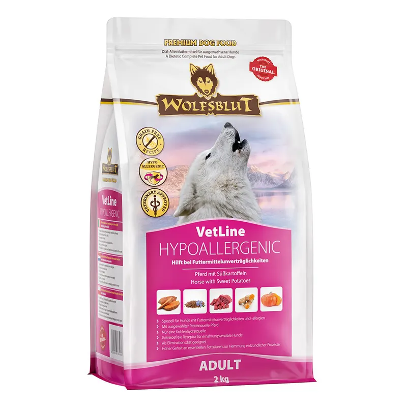WOLFSBLUT VetLine Hypoallergenic Konina z batatami Mono - sucha karma dla psa - 2kg