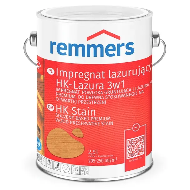 Remmers hk-lasur 5l lazura, impregnat do drewna 3w1 - Pinia / Modrzew
