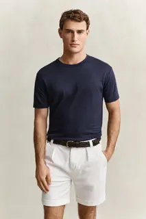 Gant T-Shirt Męski Z Okrągłym Kołnierzykiem Regular Fit Granatowy