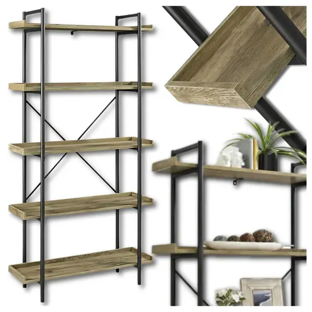 REGAŁ Półka Industrialny 173x92x30 cm LOFT Rustykalny 5 Poziomów