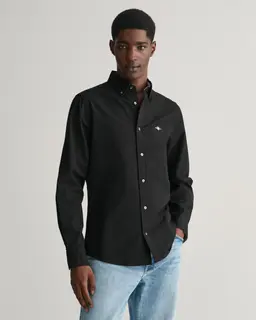 Gant Koszula Męska Z Długim Rękawem Slim Fit Czarna
