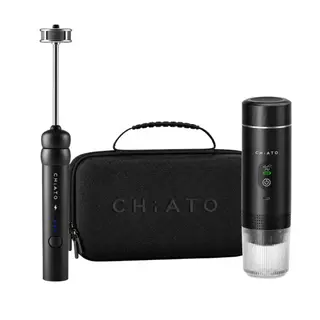 Zestaw: spieniacz do mleka CHiATO nanoPLAY i przenośny ekspres do espresso brewPLAY Smart Traveller – czarny