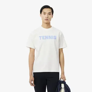 Lacoste Bawełniany T-Shirt Z Nadrukiem Męskie Biały