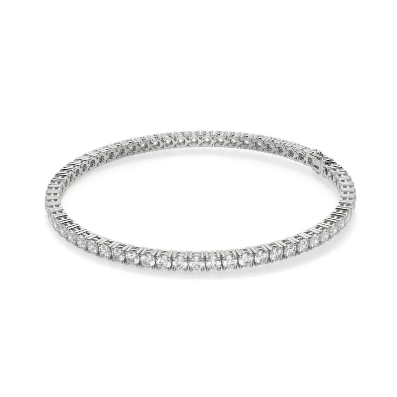4 Prong Okrągła Diamentowa Tenisowa Bransoletka 3.00 krt z Białego Złota pr. 14K (585)