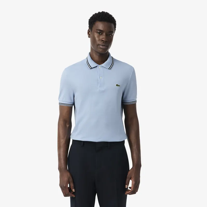 Lacoste Koszulka Polo L.12.12 O Regularnym Kroju Z Ozdobnym Wykończeniem Męskie Niebieski