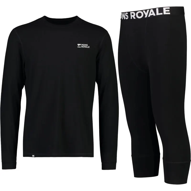 Mons Royale Cascade Merino Base Layer Set, męski, czarny
