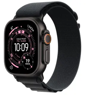 Apple Watch Ultra 3 GPS + Cellular, koperta 49 mm z tytanu w kolorze czarnym, opaska Alpine w kolorze czarnym - rozmiar M