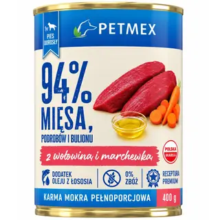 PETMEX z wołowiną i marchewką - mokra karma dla psa - 400g