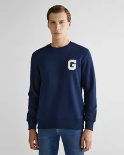 Gant Bluza Męska Z Okrągłym Kołnierzykiem Z Nadrukiem Regular Fit