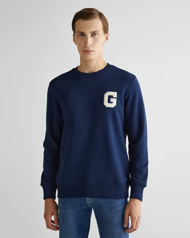 Gant Bluza Męska Z Okrągłym Kołnierzykiem Z Nadrukiem Regular Fit