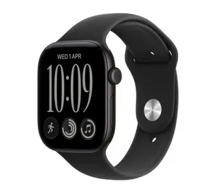 Apple Watch seria 12 GPS, koperta 46 mm z aluminium w kolorze czarnym, pasek sportowy w kolorze czarnym - rozmiar M/L