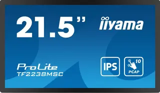 IIYAMA Monitor wielkoformatowy 21.5 cala TF2238MSC-B1 IPS,FHD,DP,HDMI,2x2W,2xUSB,600(cd/m2), 10pkt.7H,IP1X(Front),Pion/Poziom