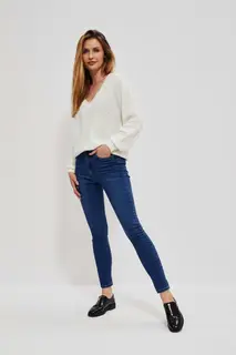 Jeansy skinny ze średnim stanem ciemnoniebieskie