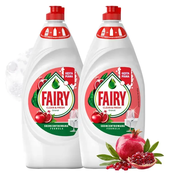 2x Płyn do mycia naczyń FAIRY Granat Wiciokrzew CleanFresh Gęsta Piana 0,9l