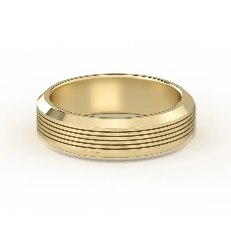Teksturowana Obrączka Ślubna Edge Satin Finish 585 Żółte Złoto (14K) 5 MM