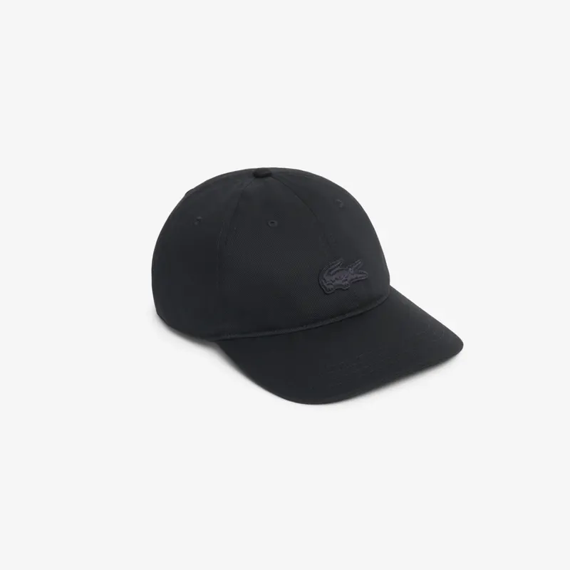 Lacoste Czapka Z Bawełnianej Tkaniny Twill Z Naszywką Czarna