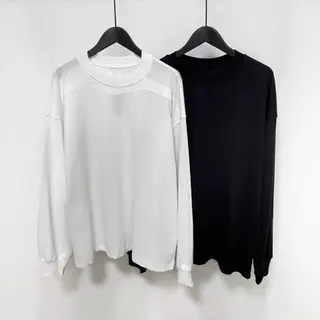 RO Style Deconstructed Rick Patchwork Solid-Color Loose-Fit Casual Minimalist Versatile Long-Sleeve Layering T-Shirt