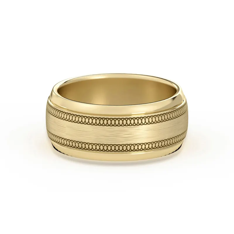 Okrągła z Przeplotem Flat Channel Obrączka Ślubna 585 Żółte Złoto (14K) 8 MM