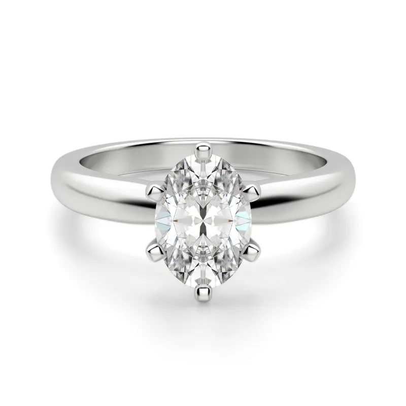 Tapered Klasyczny 6 Prong Solitaire Owalny 1.50 krt Pierścionek Zaręczynowy Diament Laboratoryjny 950 Platyna
