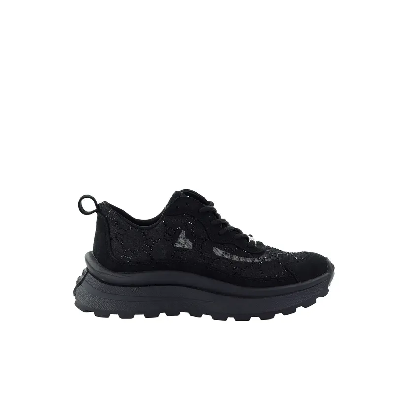 Damskie sneakersy czarne z ozdobną siateczką GOE TT2N4041