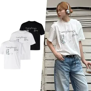 t-shirt short sleeve Everything's gone slogan printed Sorona short sleeved t-shirt Men's clothing with many Korean reviews