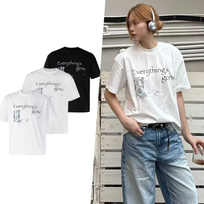 t-shirt short sleeve Everything's gone slogan printed Sorona short sleeved t-shirt Men's clothing with many Korean reviews