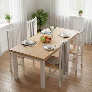 Zestaw 4 krzeseł kuchennych do jadalni, drewno lite, nowoczesny design, 38,5 cm × 47,5 cm × 99 cm, naturalny
