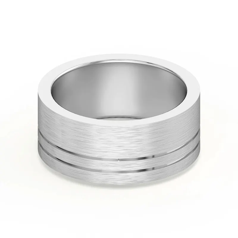 Double Lined Flat Obrączka Ślubna 585 Białe Złoto (14K) 8 MM