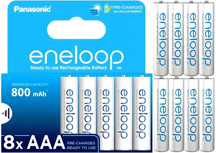 8x AKUMULATORKI BATERIE PANASONIC ENELOOP AAA R3 800mAh 1,2V NiMH