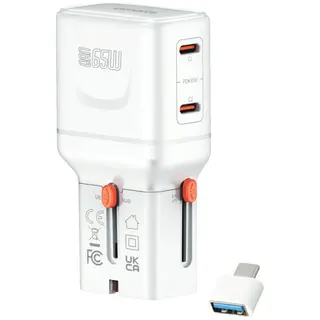 4smarts Ładowarka podróżna World Travel 65W USB-C + USB-A Biała