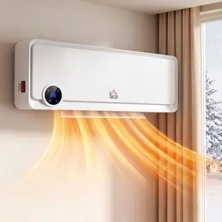 Ścienny grzejnik nadmuchowy 2000 W z pilotem, 3 tryby pracy, wyświetlacz LED, timer 12-godzinny