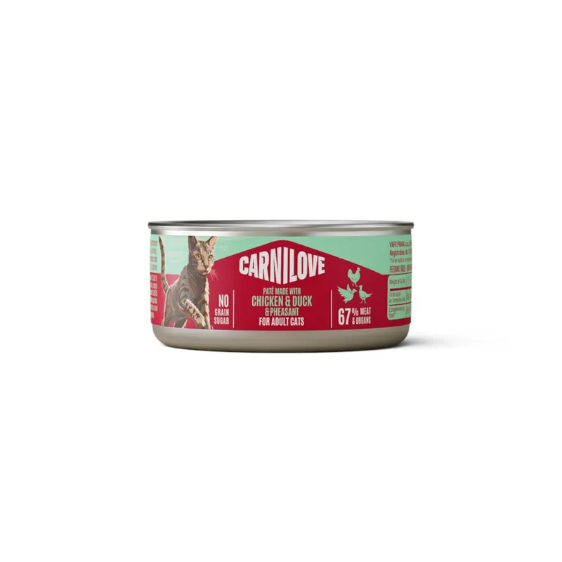 Pakiet Carnilove Cat Paté, 12 x 100 g - Kurczak, kaczka i bażant