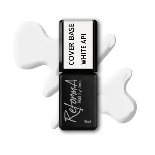Kauczukowa, mleczna, biała, śnieżna, cover baza hybrydowa- White API, biała, kremowa, baza do paznokci, 10 ml
