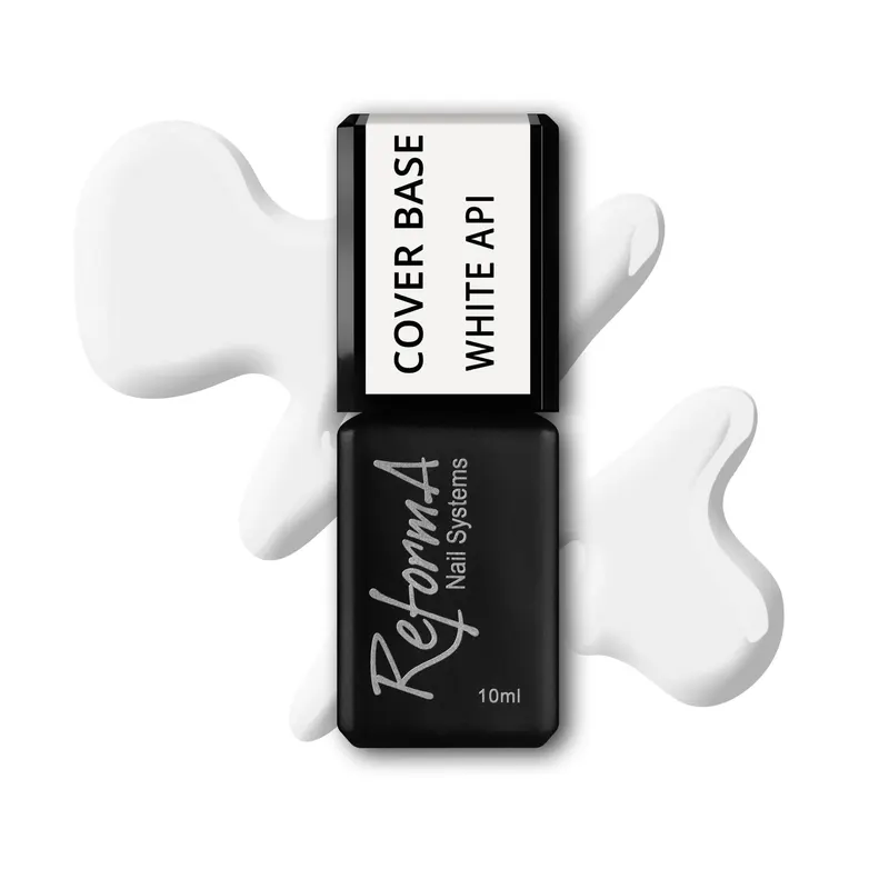 Kauczukowa, mleczna, biała, śnieżna, cover baza hybrydowa- White API, biała, kremowa, baza do paznokci, 10 ml