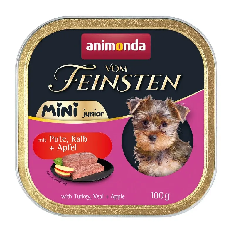 ANIMONDA Vom Feinsten Junior Mini Indyk z cielęciną i jabłkiem - mokra karma dla psa - 100g