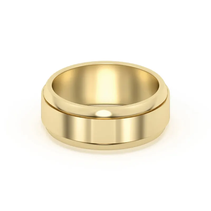 Raised Edge Channel High Polish Obrączka Ślubna 585 Żółte Złoto (14K) 8 MM