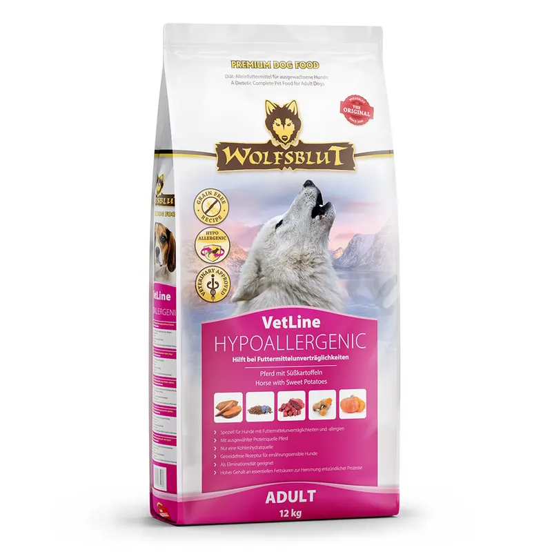 WOLFSBLUT VetLine Hypoallergenic Konina Mono - sucha karma dla psa - 12kg