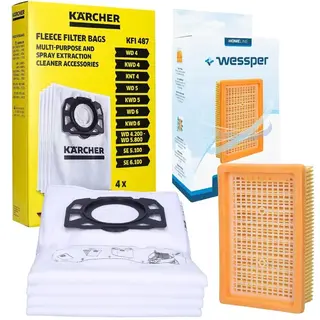 KARCHER ORYGINALNE WORKI 2.863-006.0 + FILTR WESSPER DO ODKURZACZA WD4 5 6