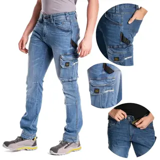SPODNIE MĘSKIE JEANS BOJÓWKI ROBOCZE ELASTYCZNE MOCNE JEANSOWE RICA LEWIS