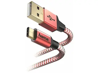Kabel USB typ C HAMA Reflected 1.5m Czerwony 00178296