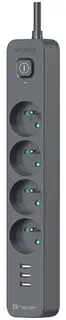 Listwa zasilająca Tracer Power Line+ 1.5m 4 gniazda + 3x USB-A Grafitowa