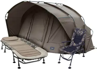 Fort Knox 2.0 Pro Bivvy 2Man + Camo Bedchair + Recliner Carpchair