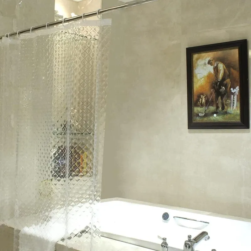 Zasłona prysznicowa do wanny 120x200 cm przezroczysta 3D rombowy wzór