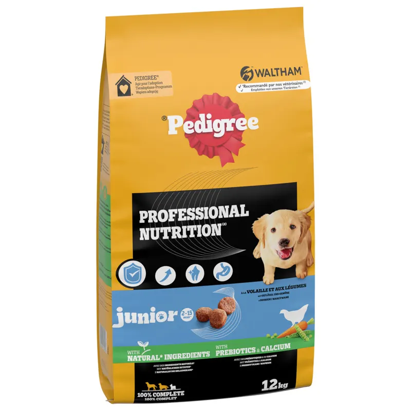 Pedigree Professional Nutrition Junior, drób i warzywa  - 12 kg