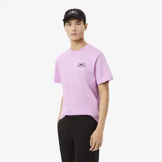 Lacoste Bawełniany T-Shirt Z Nadrukiem Męskie Różowy
