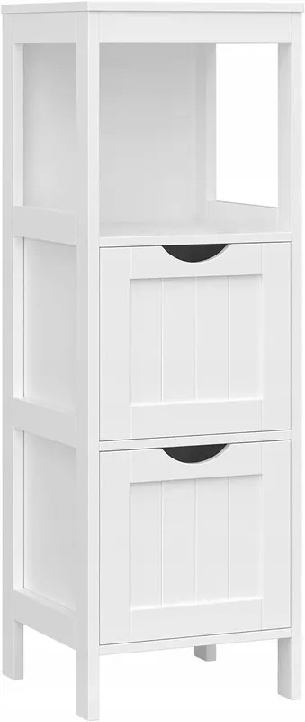 Szafka stojąca SŁUPEK komoda ŁAZIENKOWA 89x30x30 cm BIAŁA 4 półki DREWNIANA