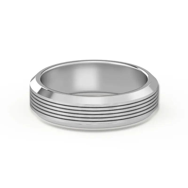 Teksturowana Obrączka Ślubna Edge Satin Finish 585 Białe Złoto (14K) 5 MM
