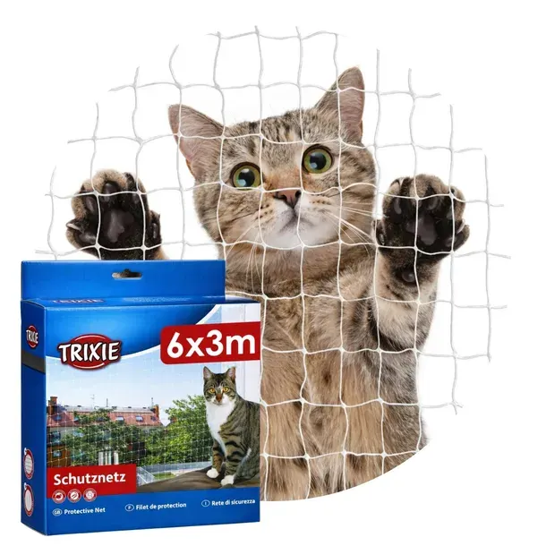 SIATKA OCHRONNA 6x3 TRANSPARENTNA na balkon okno DLA KOTA na ptaki gołębie