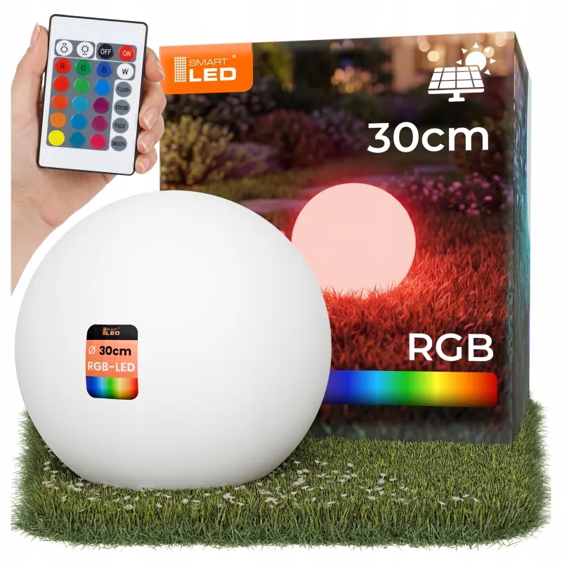 Lampa solarna KULA RGB+PILOT IP65 30CM 7141